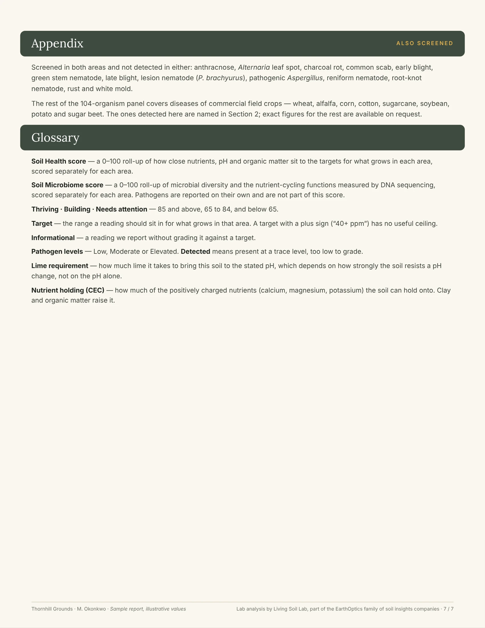Sample report, page 7 of 7